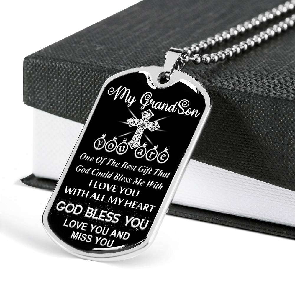 Grandson Dog Tag, Dog Tag For Grandson: Necklace Gift For Grandson Dog Tag-11 Gifts for Grandson Rakva
