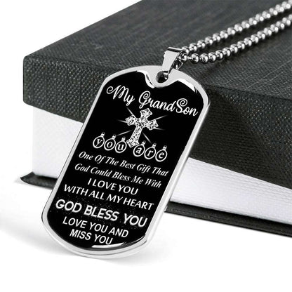 Grandson Dog Tag, Dog Tag For Grandson: Necklace Gift For Grandson Dog Tag-11 Gifts for Grandson Rakva