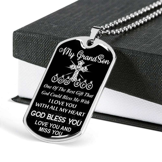 Grandson Dog Tag, Dog Tag For Grandson: Necklace Gift For Grandson Dog Tag-11 Gifts for Grandson Rakva