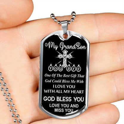 Grandson Dog Tag, Dog Tag For Grandson: Necklace Gift For Grandson Dog Tag-11 Gifts for Grandson Rakva