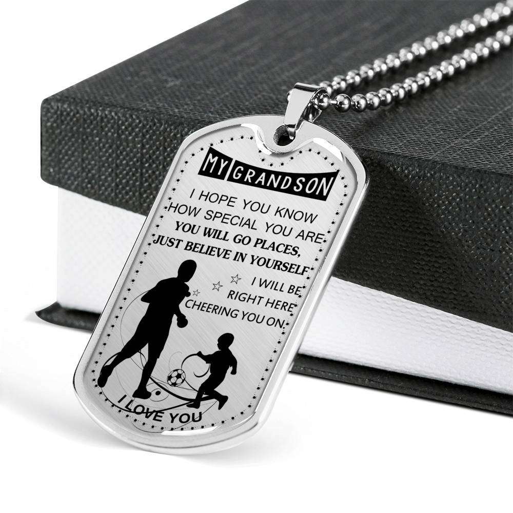 Grandson Dog Tag, Dog Tag For Grandson: Necklace Gift For Grandson Dog Tag-13 Gifts for Grandson Rakva