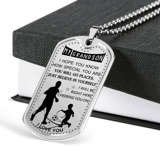Grandson Dog Tag, Dog Tag For Grandson: Necklace Gift For Grandson Dog Tag-13 Gifts for Grandson Rakva