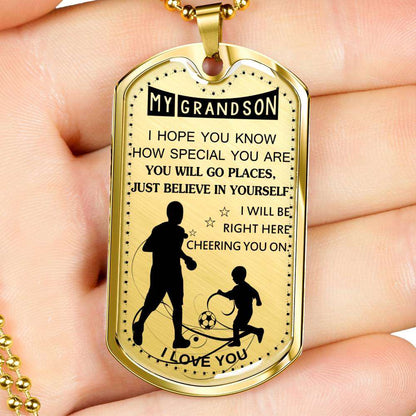 Grandson Dog Tag, Dog Tag For Grandson: Necklace Gift For Grandson Dog Tag-13 Gifts for Grandson Rakva