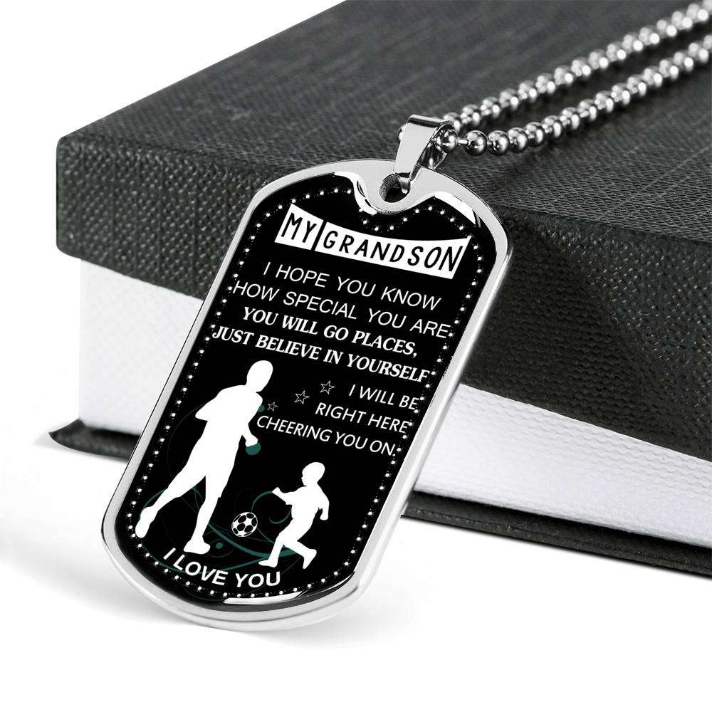 Grandson Dog Tag, Dog Tag For Grandson: Necklace Gift For Grandson Dog Tag-14 Gifts for Grandson Rakva