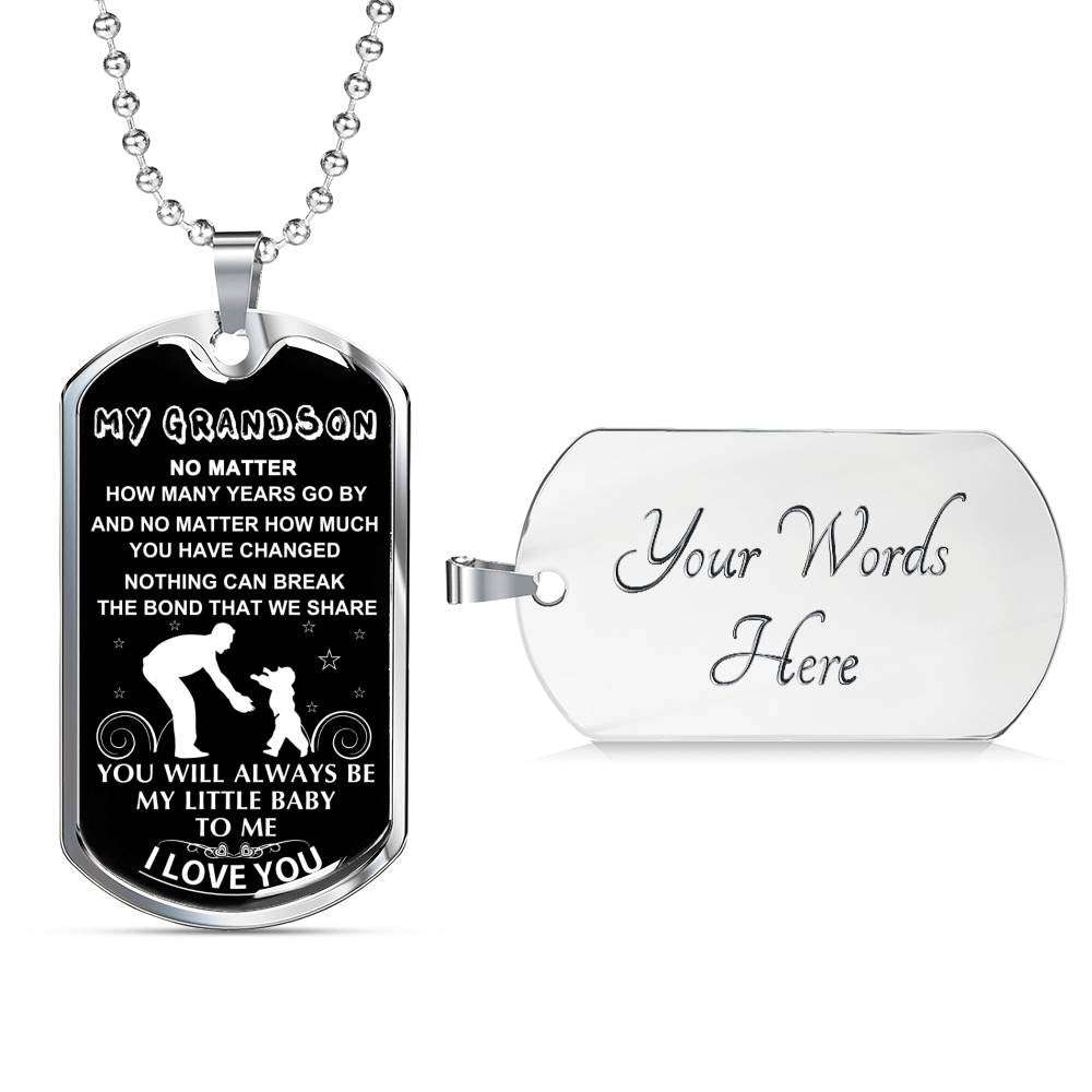 Grandson Dog Tag, Dog Tag For Grandson: Necklace Gift For Grandson Dog Tag-20 Gifts for Grandson Rakva