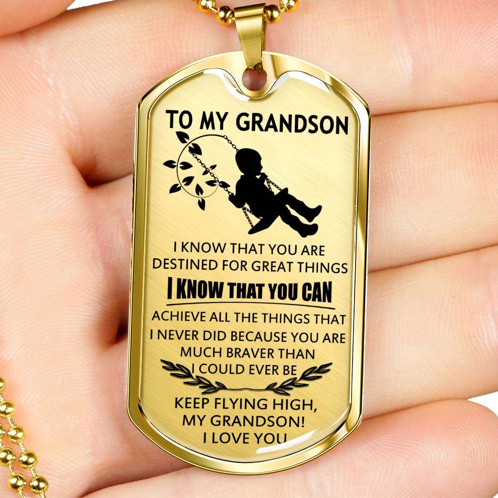 Grandson Dog Tag, Dog Tag For Grandson: Necklace Gift For Grandson Dog Tag-22 Gifts for Grandson Rakva