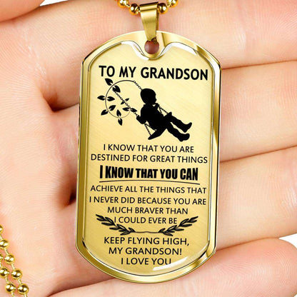 Grandson Dog Tag, Dog Tag For Grandson: Necklace Gift For Grandson Dog Tag-22 Gifts for Grandson Rakva