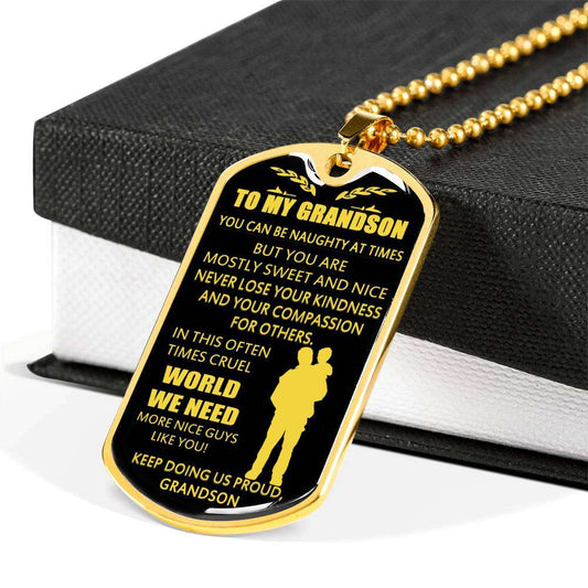 Grandson Dog Tag, Dog Tag For Grandson: Necklace Gift For Grandson Dog Tag-24 Gifts for Grandson Rakva