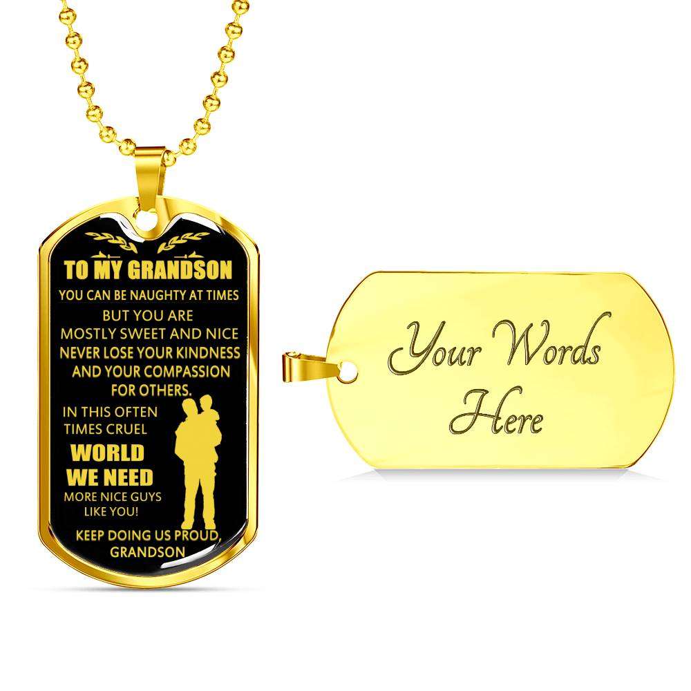 Grandson Dog Tag, Dog Tag For Grandson: Necklace Gift For Grandson Dog Tag-24 Gifts for Grandson Rakva