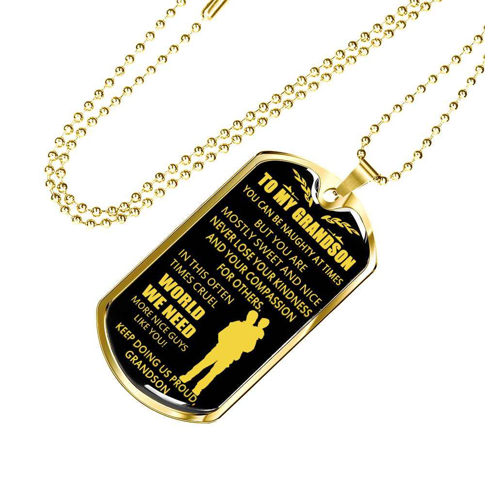 Grandson Dog Tag, Dog Tag For Grandson: Necklace Gift For Grandson Dog Tag-24 Gifts for Grandson Rakva