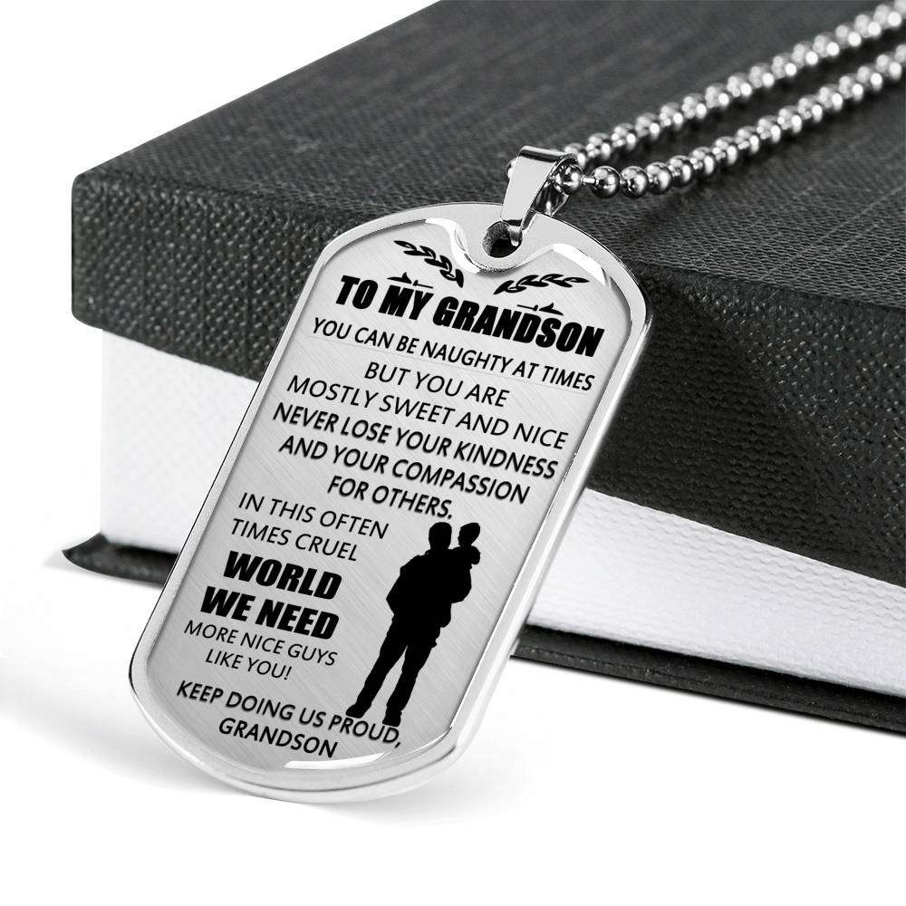 Grandson Dog Tag, Dog Tag For Grandson: Necklace Gift For Grandson Dog Tag-25 Gifts for Grandson Rakva