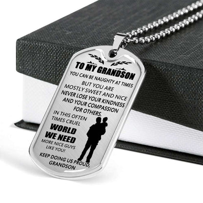 Grandson Dog Tag, Dog Tag For Grandson: Necklace Gift For Grandson Dog Tag-25 Gifts for Grandson Rakva