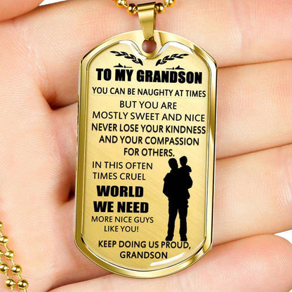 Grandson Dog Tag, Dog Tag For Grandson: Necklace Gift For Grandson Dog Tag-25 Gifts for Grandson Rakva