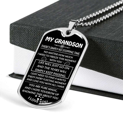 Grandson Dog Tag, Dog Tag For Grandson: Necklace Gift For Grandson Dog Tag-29 Gifts for Grandson Rakva