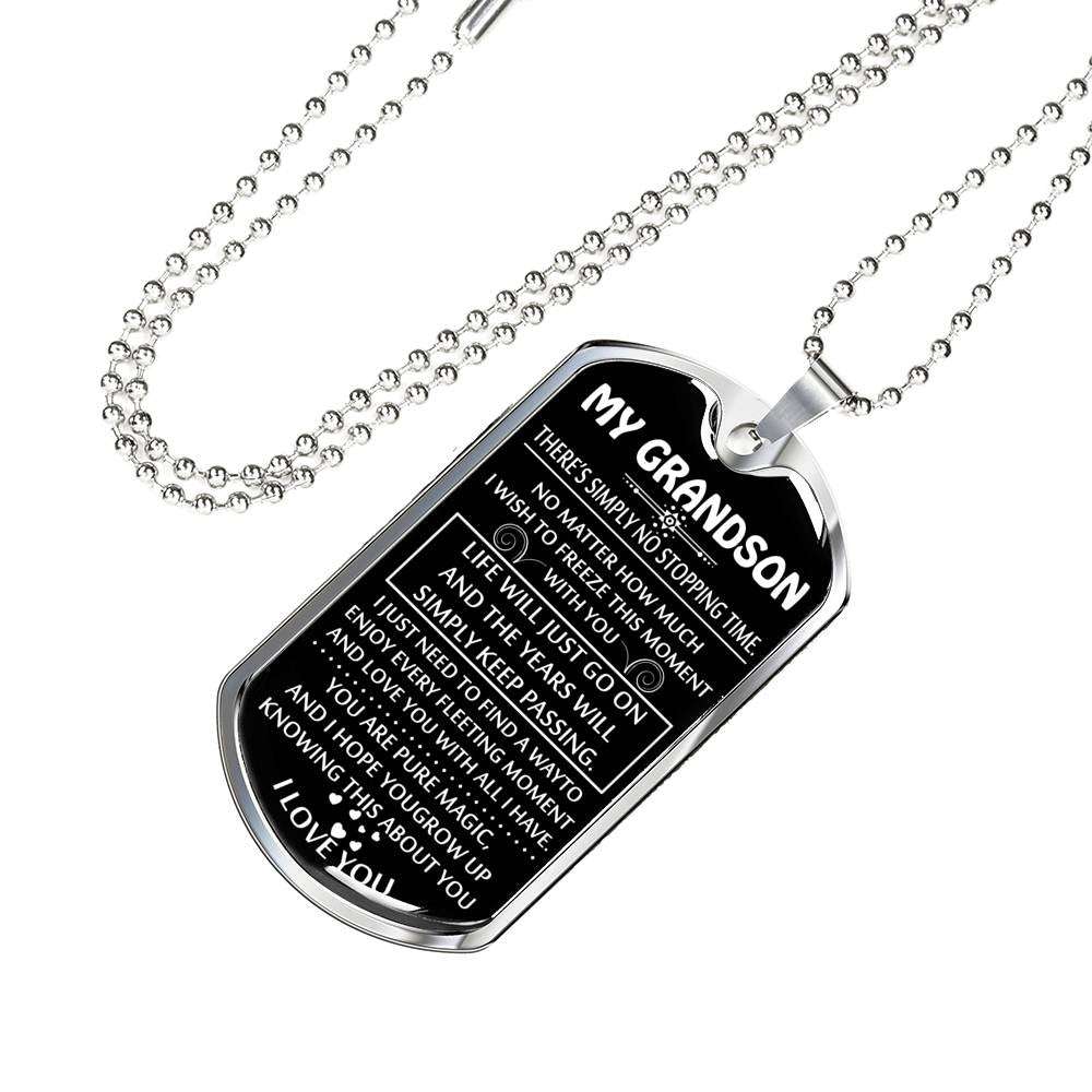 Grandson Dog Tag, Dog Tag For Grandson: Necklace Gift For Grandson Dog Tag-29 Gifts for Grandson Rakva