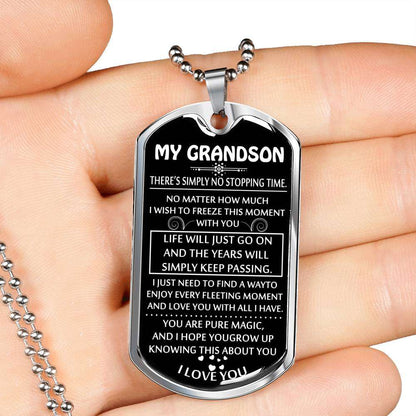 Grandson Dog Tag, Dog Tag For Grandson: Necklace Gift For Grandson Dog Tag-29 Gifts for Grandson Rakva