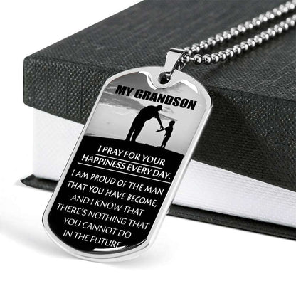 Grandson Dog Tag, Dog Tag For Grandson: Necklace Gift For Grandson Dog Tag-3 Gifts for Grandson Rakva