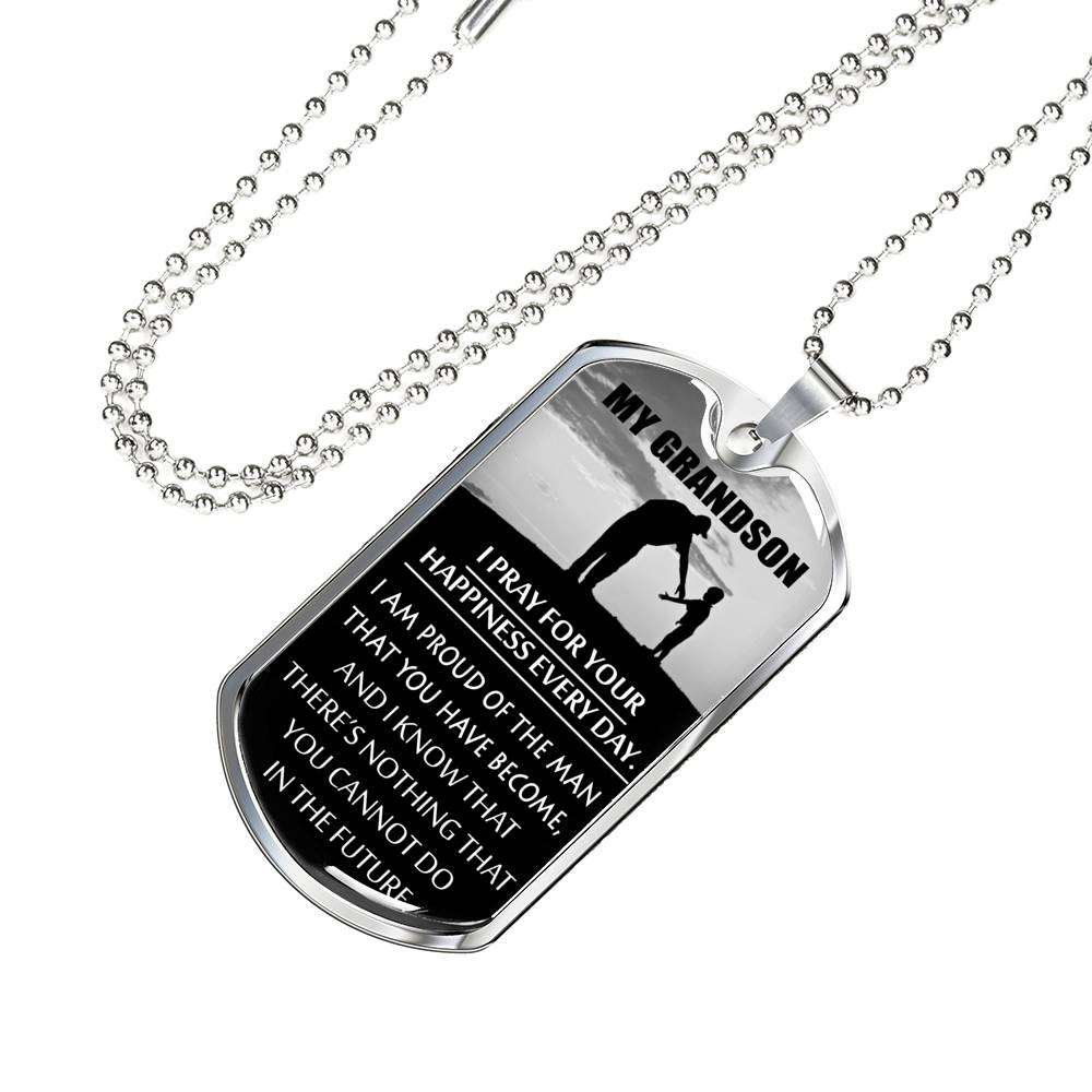 Grandson Dog Tag, Dog Tag For Grandson: Necklace Gift For Grandson Dog Tag-3 Gifts for Grandson Rakva