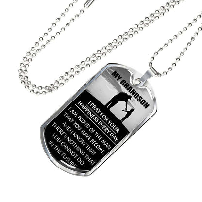 Grandson Dog Tag, Dog Tag For Grandson: Necklace Gift For Grandson Dog Tag-3 Gifts for Grandson Rakva