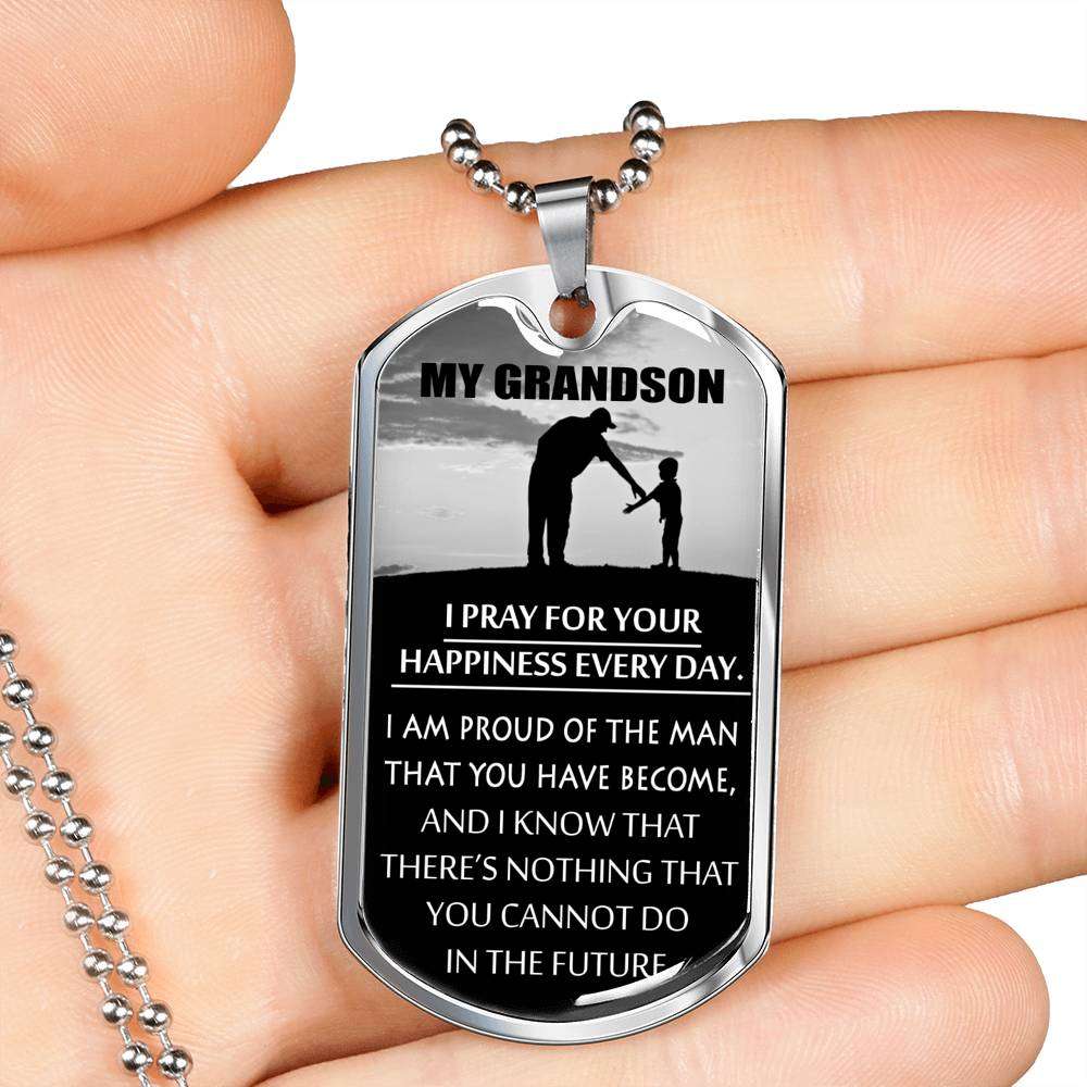 Grandson Dog Tag, Dog Tag For Grandson: Necklace Gift For Grandson Dog Tag-3 Gifts for Grandson Rakva
