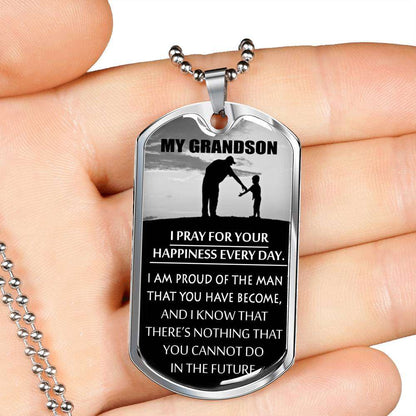 Grandson Dog Tag, Dog Tag For Grandson: Necklace Gift For Grandson Dog Tag-3 Gifts for Grandson Rakva