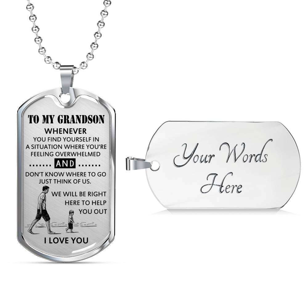 Grandson Dog Tag, Dog Tag For Grandson: Necklace Gift For Grandson Dog Tag-30 Gifts for Grandson Rakva