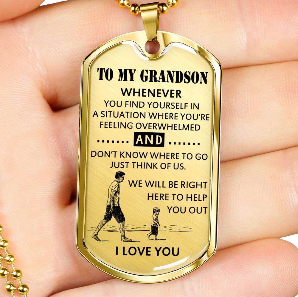 Grandson Dog Tag, Dog Tag For Grandson: Necklace Gift For Grandson Dog Tag-30 Gifts for Grandson Rakva