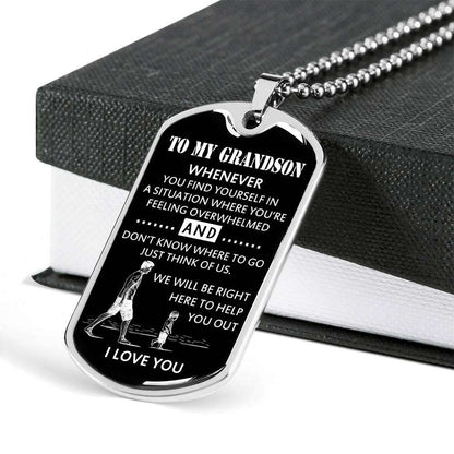 Grandson Dog Tag, Dog Tag For Grandson: Necklace Gift For Grandson Dog Tag-5 Gifts for Grandson Rakva