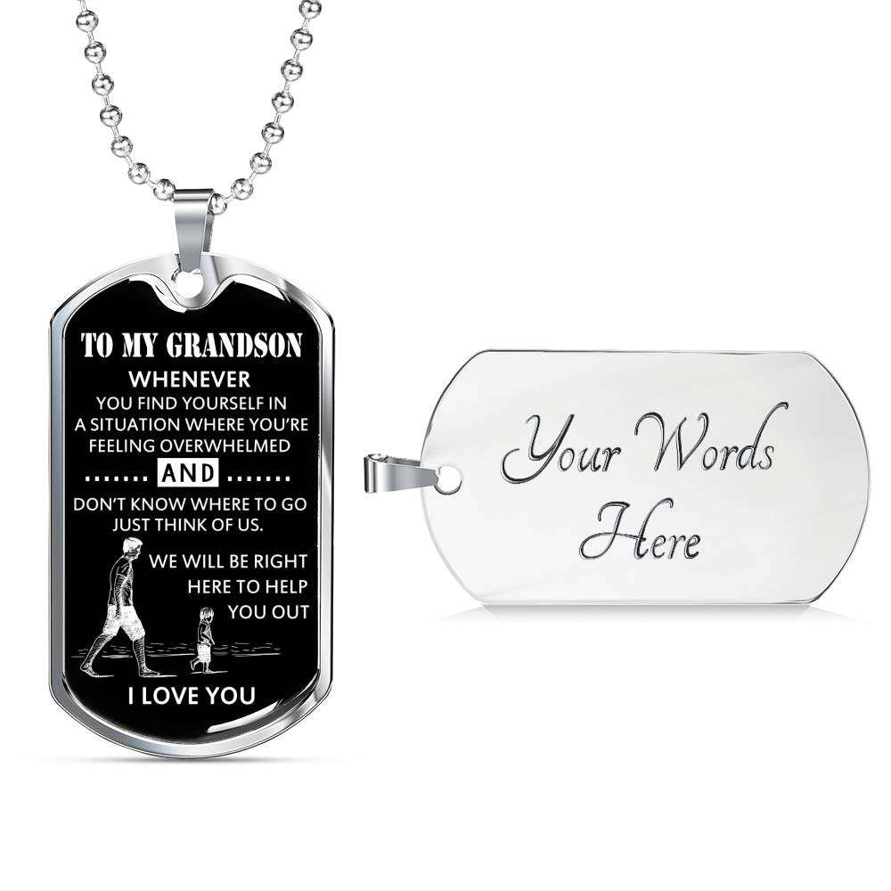 Grandson Dog Tag, Dog Tag For Grandson: Necklace Gift For Grandson Dog Tag-5 Gifts for Grandson Rakva
