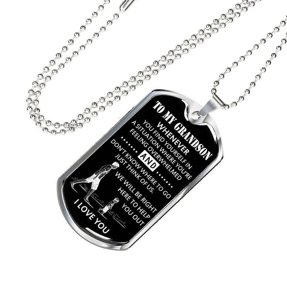Grandson Dog Tag, Dog Tag For Grandson: Necklace Gift For Grandson Dog Tag-5 Gifts for Grandson Rakva
