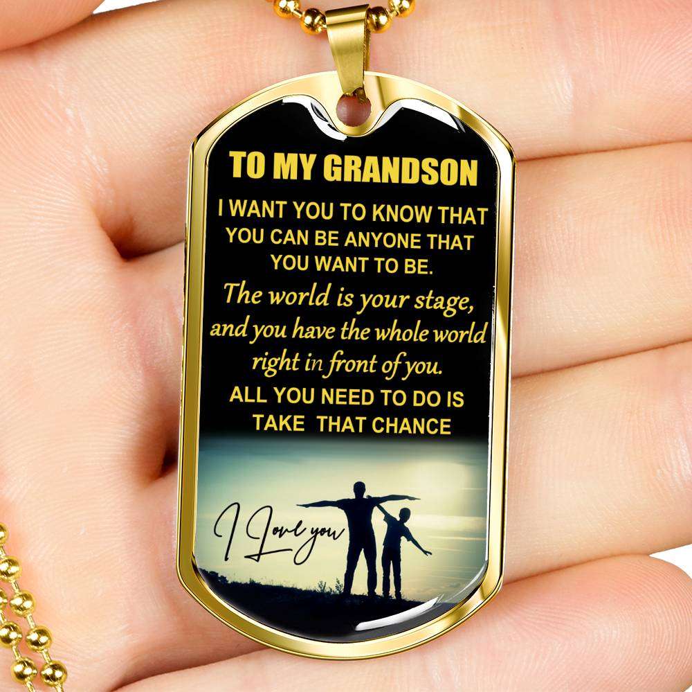 Grandson Dog Tag, Dog Tag For Grandson: Necklace Gift For Grandson Dog Tag-6 Gifts for Grandson Rakva