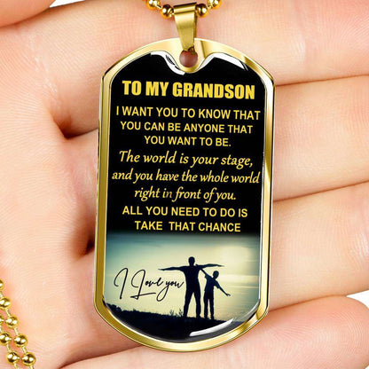 Grandson Dog Tag, Dog Tag For Grandson: Necklace Gift For Grandson Dog Tag-6 Gifts for Grandson Rakva