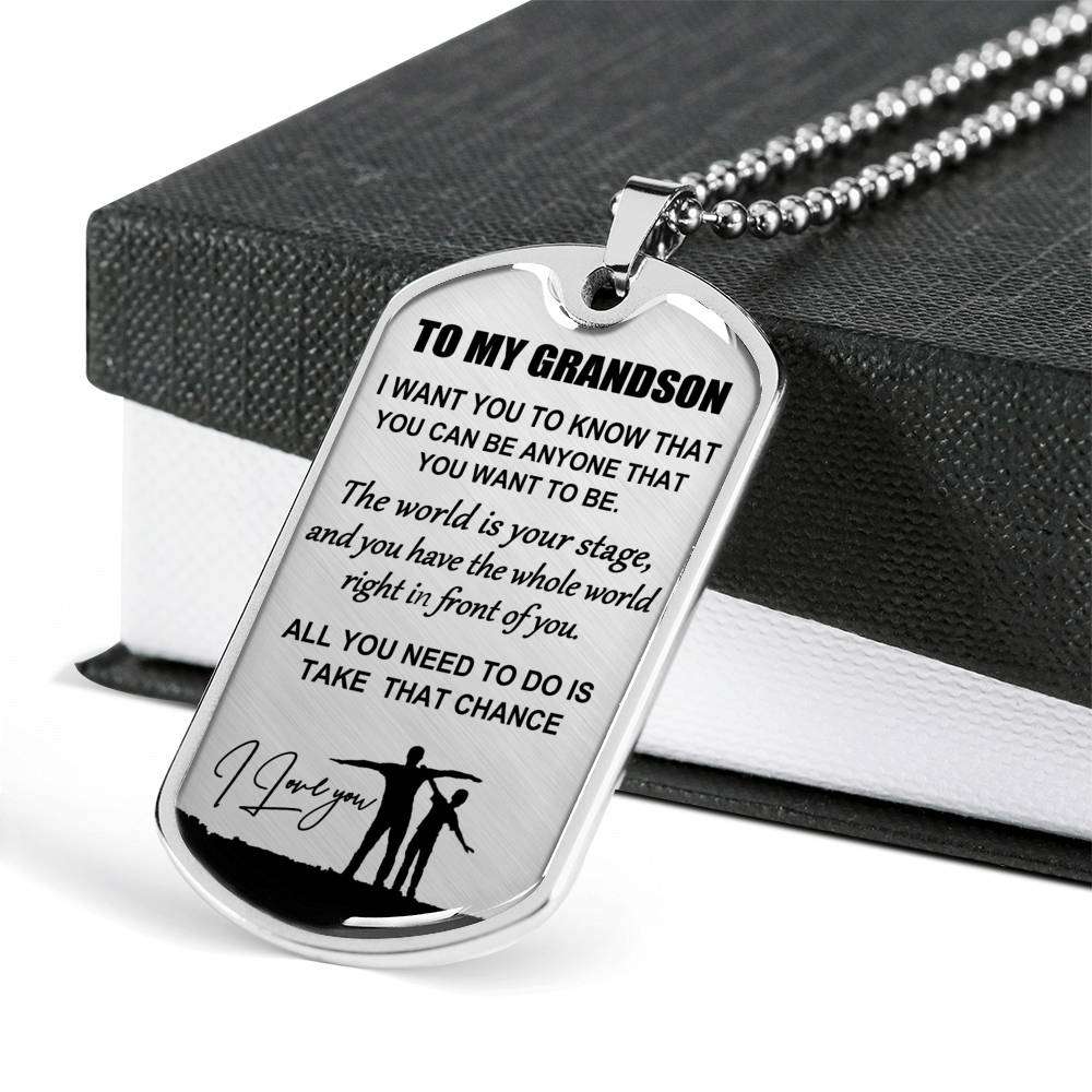 Grandson Dog Tag, Dog Tag For Grandson: Necklace Gift For Grandson Dog Tag-7 Gifts for Grandson Rakva