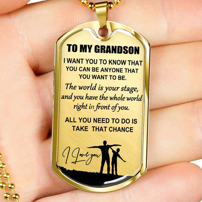 Grandson Dog Tag, Dog Tag For Grandson: Necklace Gift For Grandson Dog Tag-7 Gifts for Grandson Rakva
