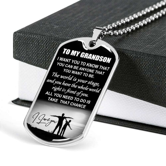 Grandson Dog Tag, Dog Tag For Grandson: Necklace Gift For Grandson Dog Tag-8 Gifts for Grandson Rakva