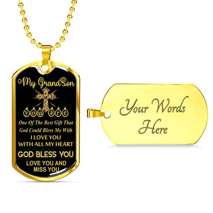 Grandson Dog Tag, Dog Tag For Grandson: Necklace Gift For Grandson Dog Tag-9 Gifts for Grandson Rakva