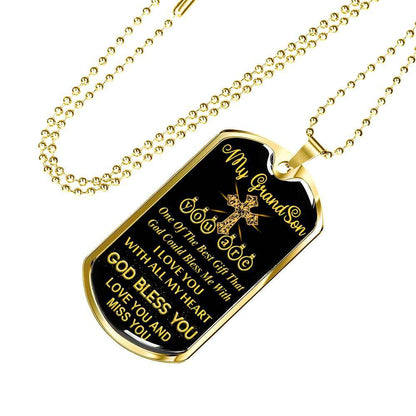 Grandson Dog Tag, Dog Tag For Grandson: Necklace Gift For Grandson Dog Tag-9 Gifts for Grandson Rakva