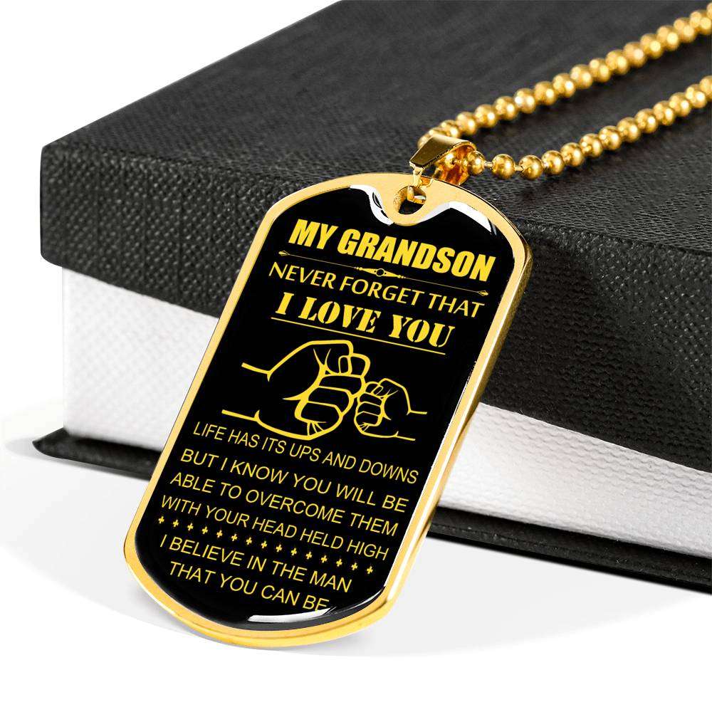 Grandson Dog Tag, Grandpa And Granson Dog Tag, Gift For Grandson Dog Tag-1 Gifts for Grandson Rakva