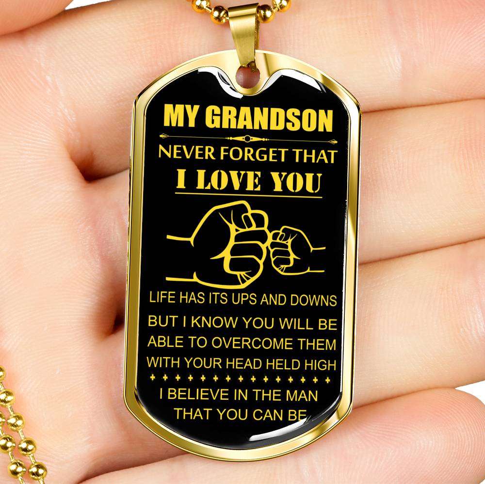 Grandson Dog Tag, Grandpa And Granson Dog Tag, Gift For Grandson Dog Tag-1 Gifts for Grandson Rakva
