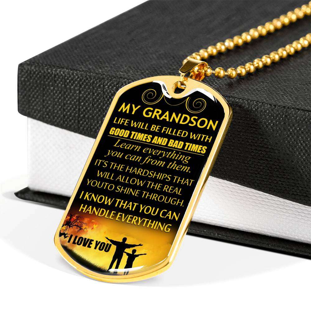 Grandson Dog Tag, Grandpa And Granson Dog Tag, Gift For Grandson Dog Tag-3 Gifts for Grandson Rakva