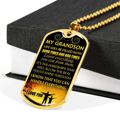 Grandson Dog Tag, Grandpa And Granson Dog Tag, Gift For Grandson Dog Tag-3 Gifts for Grandson Rakva