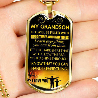 Grandson Dog Tag, Grandpa And Granson Dog Tag, Gift For Grandson Dog Tag-3 Gifts for Grandson Rakva