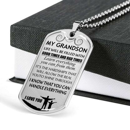 Grandson Dog Tag, Grandpa And Granson Dog Tag, Gift For Grandson Dog Tag-4 Gifts for Grandson Rakva