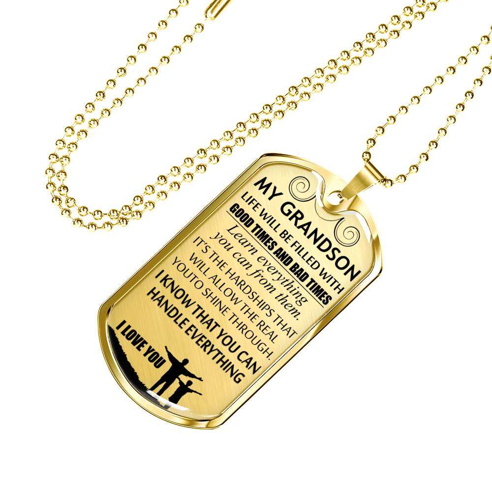 Grandson Dog Tag, Grandpa And Granson Dog Tag, Gift For Grandson Dog Tag-4 Gifts for Grandson Rakva