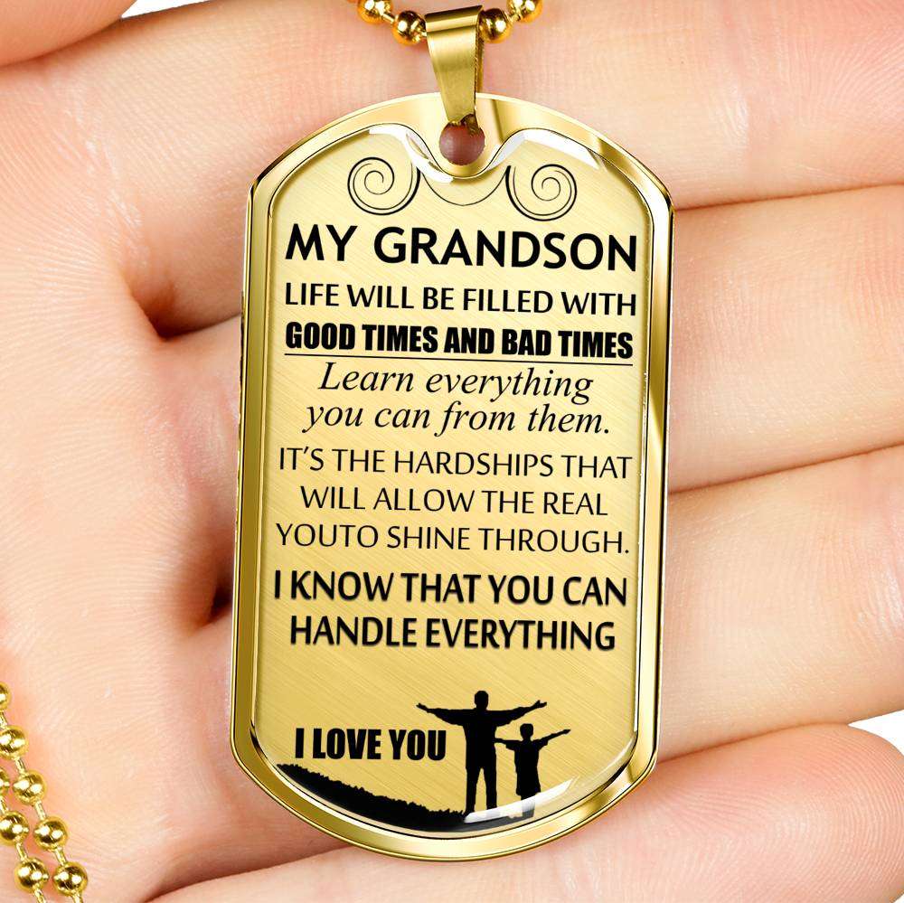 Grandson Dog Tag, Grandpa And Granson Dog Tag, Gift For Grandson Dog Tag-4 Gifts for Grandson Rakva