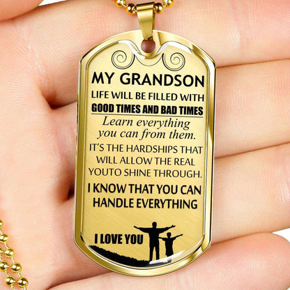 Grandson Dog Tag, Grandpa And Granson Dog Tag, Gift For Grandson Dog Tag-4 Gifts for Grandson Rakva