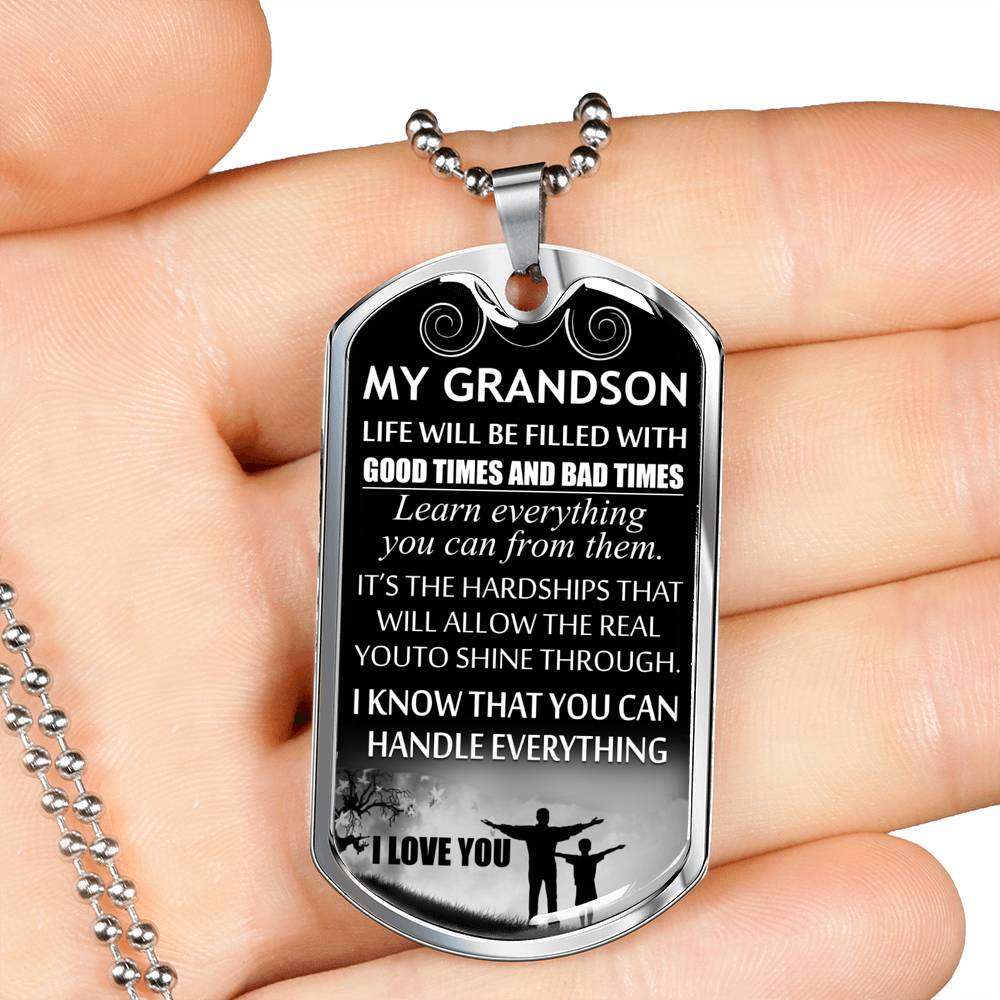 Grandson Dog Tag, Grandpa And Granson Dog Tag, Gift For Grandson Dog Tag-6 Gifts for Grandson Rakva