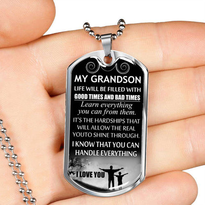 Grandson Dog Tag, Grandpa And Granson Dog Tag, Gift For Grandson Dog Tag-6 Gifts for Grandson Rakva