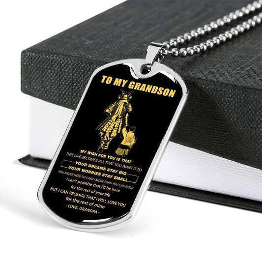 Grandson Dog Tag, Samurai Love You For The Rest Of Mine Dog Tag Military Chain Necklace For Grandson Gifts for Grandson Rakva