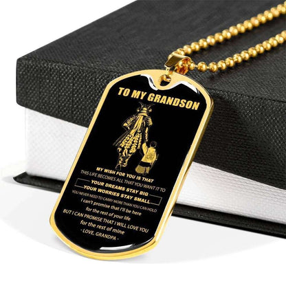 Grandson Dog Tag, Samurai Love You For The Rest Of Mine Dog Tag Military Chain Necklace For Grandson Gifts for Grandson Rakva